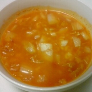 トマトスープと白菜の雑炊風
